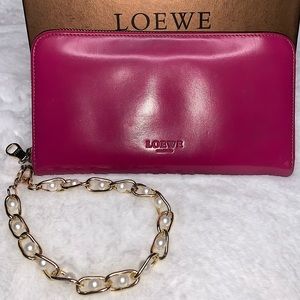 LOEWE Calfskin Zip Around Wallet/Wristlet Hot Pink